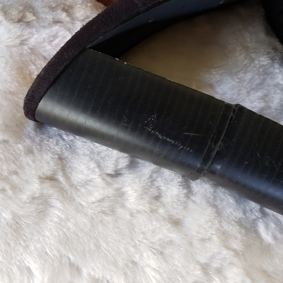 Faux Suede Black Peep Toe Block Heel Mule - Picture 6 of 10